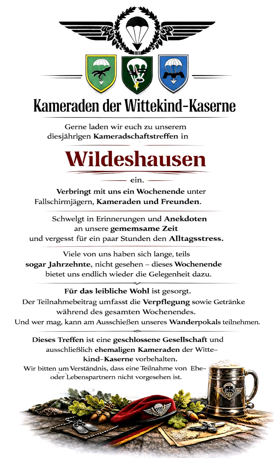 Kameradschaftstreffen 2026 — Einladungstext